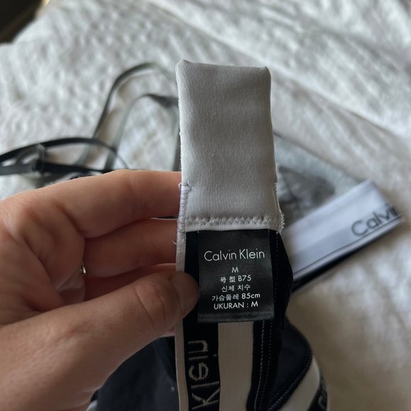 Calvin Klein Cotton Bralette BUNDLE | Gray and Black | Womens Size M - Picture 8 of 8